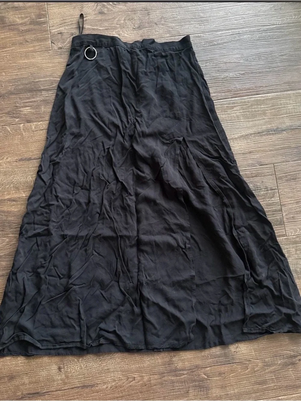 Mary Wyatt London o-ring Sofia Black Split Midi Skirt UK 12 - Picture 2 of 3